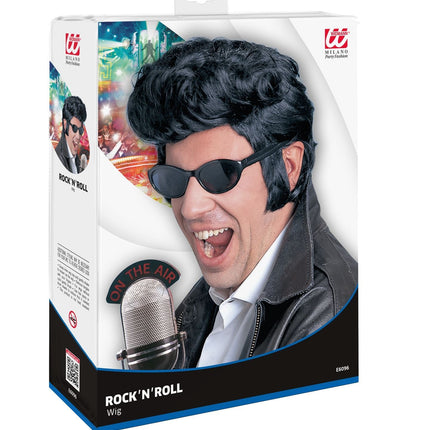 Schwarze Elvis Perücke