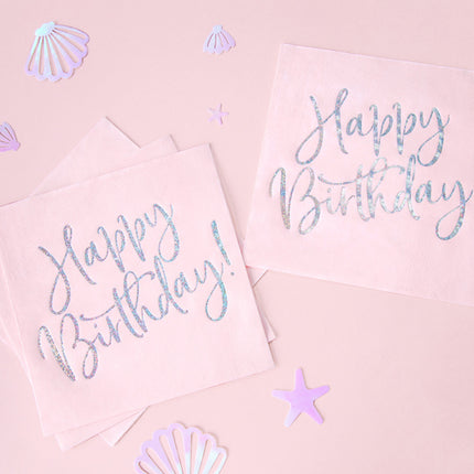 Servietten Happy Birthday Hellrosa 33cm 20Stück