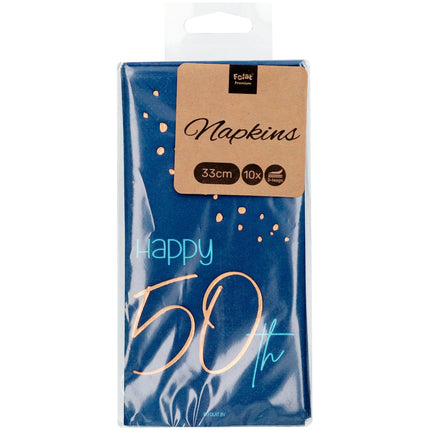 Servietten 50 Jahre Blau 33cm 10Stück