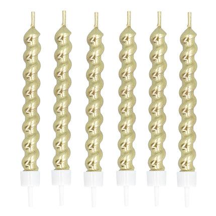 Goldene Kerzen auf Halter 6 Stk.