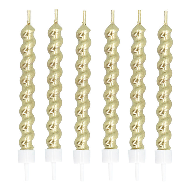 Goldene Kerzen auf Halter 6 Stk.