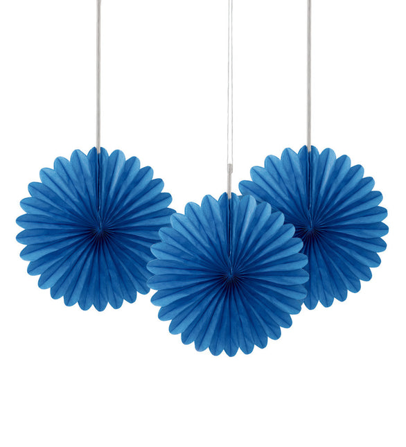 Papierfächer Blau 15cm 3Stück