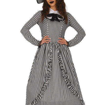 Hexe Halloween Kostüm Damen Schwarz Weiß