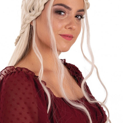Perücke Queen Dainerys Lang mit Zöpfen Blond