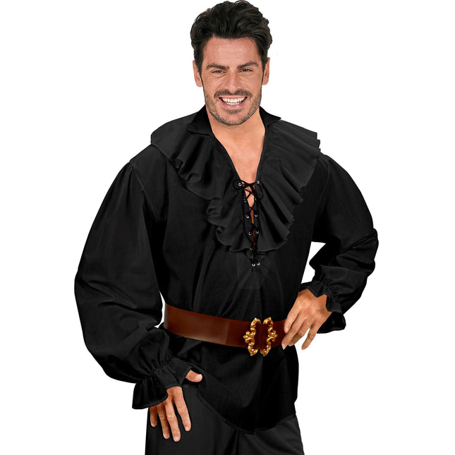 Schwarze Bluse Herren Piraten/Renaissance