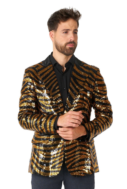 Gold Schwarz Tiger Paillet Blazer Männer <tc>OppoSuits</tc>