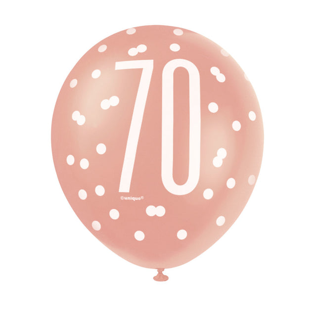 Ballons 70 Jahre Rose Gold 30cm 6Stk