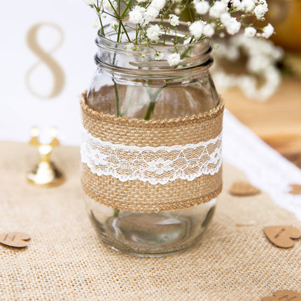 Burlap Ribbon Lace Weiß 5cm 5m