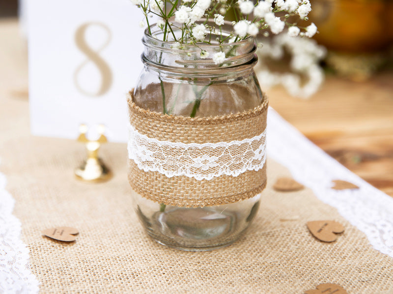 Burlap Ribbon Lace Weiß 5cm 5m