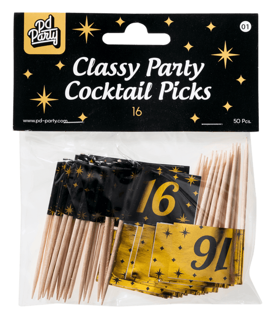 Cocktailstäbchen 16 Jahre 6,5cm 50Stk.