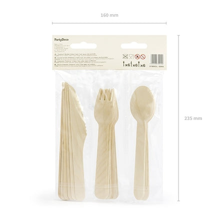 Holzbesteck Bunte Pastellfarben 16cm 18 Stück