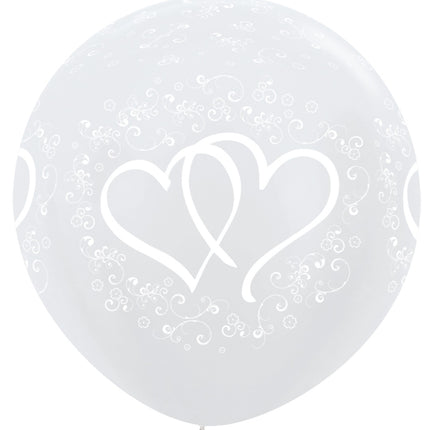 Ballons Entwinted Hearts Perlweiß 91cm 2Stk