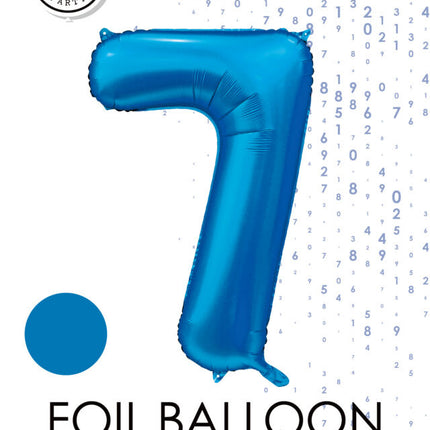 Blauer Figurenballon 7 Jahre Glanz 86cm