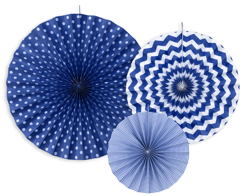 Papierfächer Dunkelblau Set 23-40cm 3 Stück