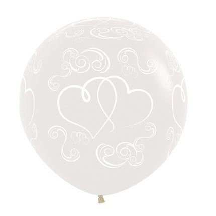 Ballons Gekreuzte Herzen Kristallklar 61cm 3Stk