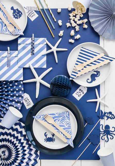 Papierfächer Dunkelblau Set 23-40cm 3 Stück