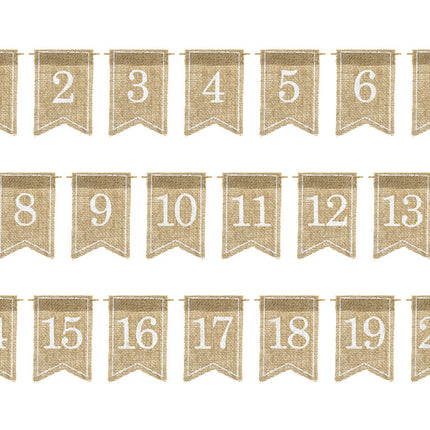 Tischnummern Jute 10,5cm 20Stück