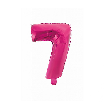 Folienballon Figur 7 Rosa 41cm mit Strohhalm