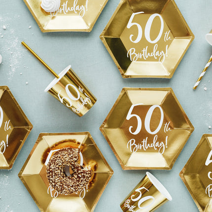 Teller 50 Jahre Gold 20cm 6 Stk.
