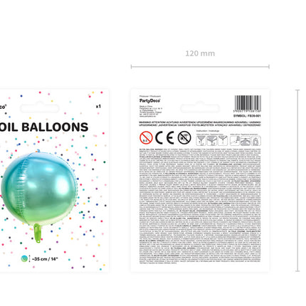 Helium Ballon Rund Blau Grün Leer 35cm