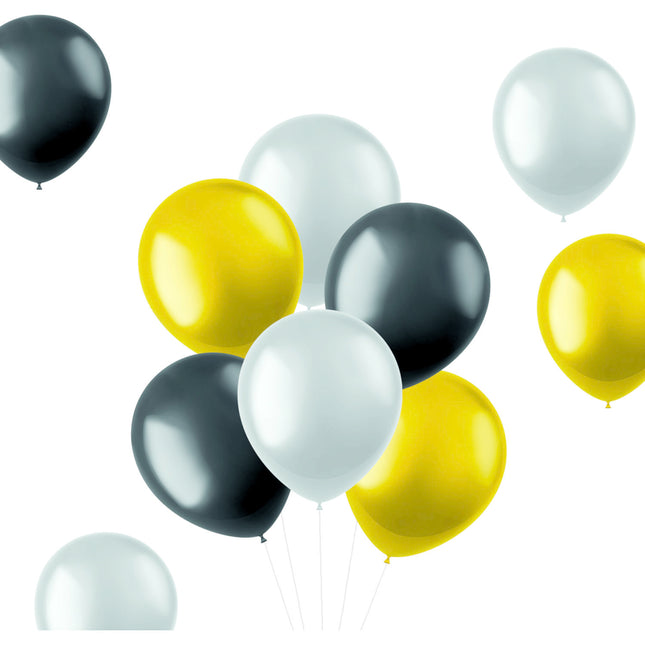 Farbige Ballons Schwarz Gold Silber Metallisch 33cm 100Stk