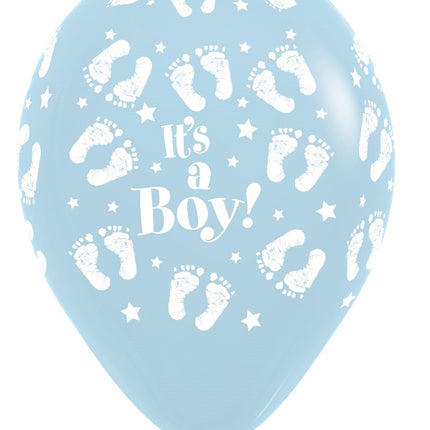 Ballons It's a Boy Fußabdruck Pastell Matte Blau 30cm 25Stk.