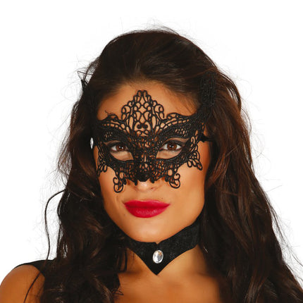 Bestickte Maske Schwarz