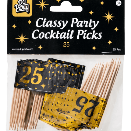Cocktailstäbchen 25 Jahre 6,5cm 50Stk.