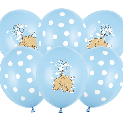 Ballons Baby Elefant Blau 30cm 6Stk