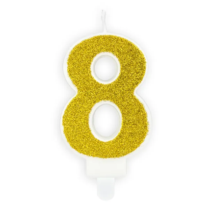 Kerze 8 Jahre Gold 7cm