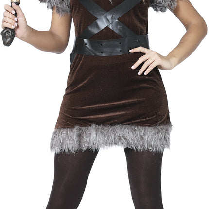 Wikinger Kostüm Braun Grau Damen