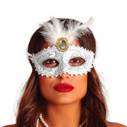Maske Federn Weiß