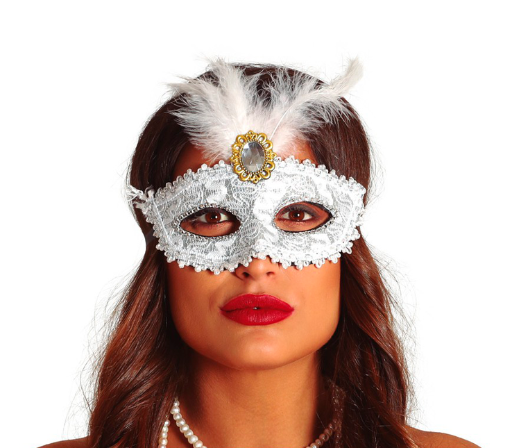 Maske Federn Weiß
