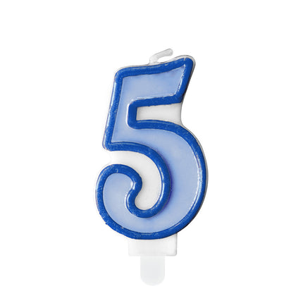 Kerze 5 Jahre Blau 7cm