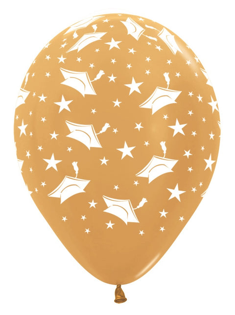 Ballons Graduation Hüte Gold 570 30cm 25pcs