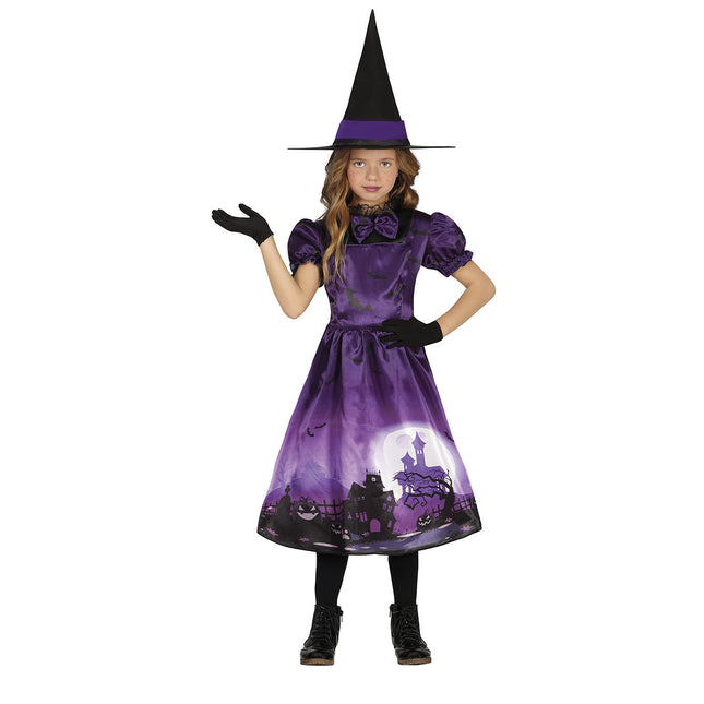 Hexe Halloween Kleid Mädchen Lila