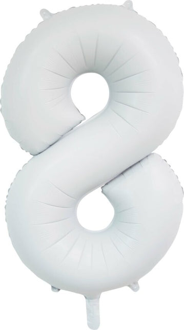 Weißer Figurenballon 8 Jahre Glanz 86cm