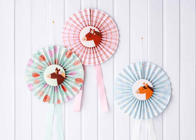Pferd Rosette 35cm 3Stück