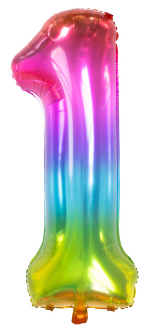 Folienballon Figur 1 Regenbogen XL 81cm leer