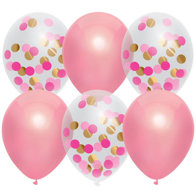 Geburt Ballons Mädchen Konfetti Rosa 30cm 6Stk