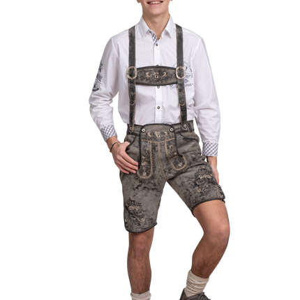 Lederhose Grau Herren Kurz Vintage