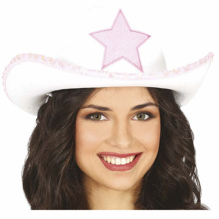 Weißer Cowboyhut mit Stet