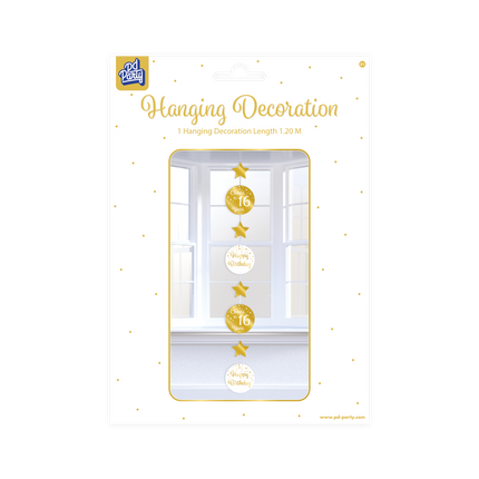 Hängende Dekoration 16 Jahre Gold Weiß 20,5cm