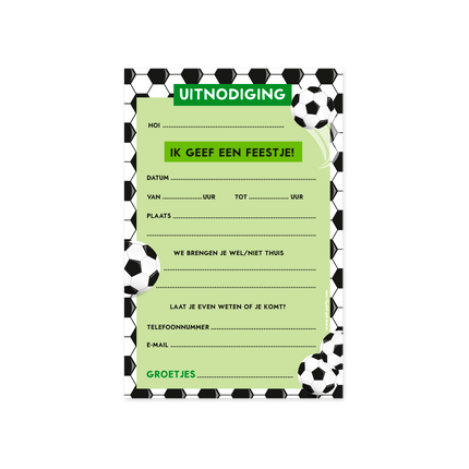 Fußball Einladungen Grün 6Stück