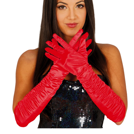 Halloween Handschuhe Samt Rot 45cm