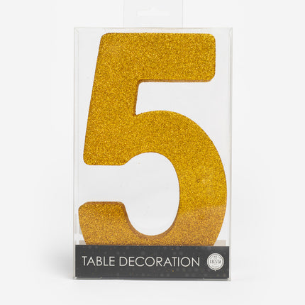 Gold Tischdekoration Figur 5 Glitter 20,5cm