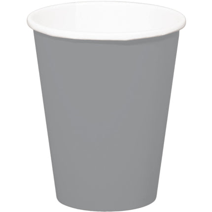 Silberne Becher aus Pappe 350ml 8 Stk.