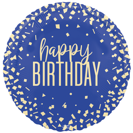 Happy Birthday Helium Ballon Blau Konfetti Leer 45cm