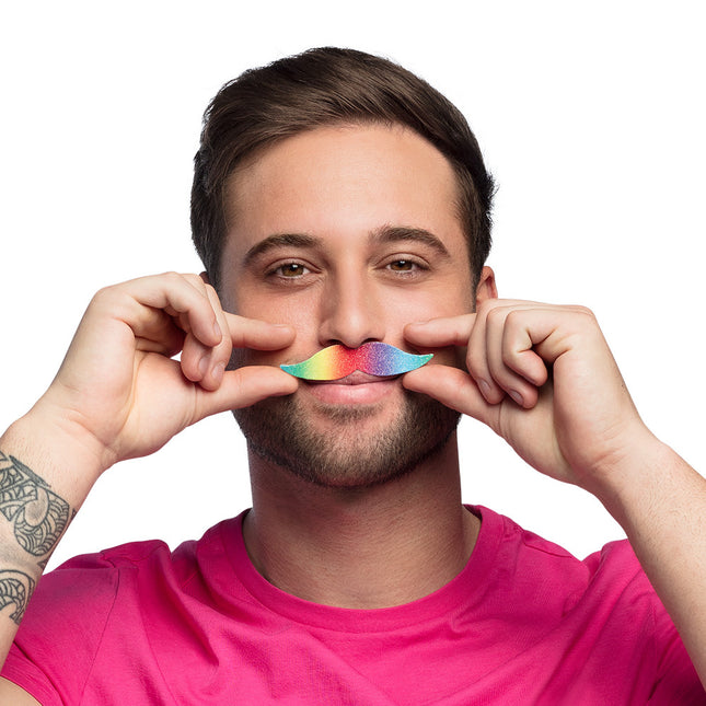 Regenbogen falscher Schnurrbart Fantasie 6 Stk.