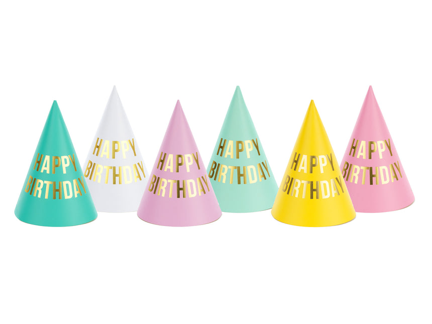 Happy Birthday Party Hüte 16cm 6 Stück
